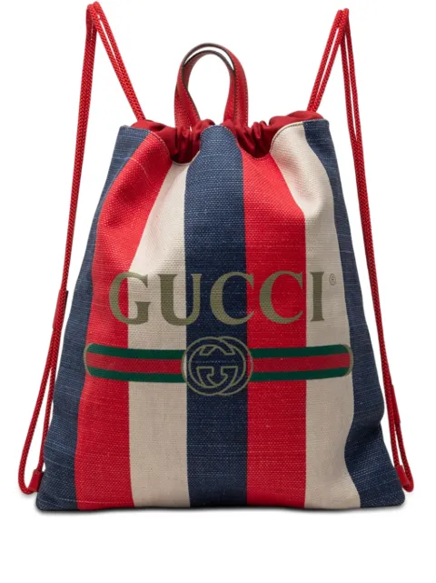 Gucci Pre-Owned 2000-2015 Canvas Sylvie Baiadera Web Drawstring backpack Red ACLWEQ2G3CZFXB5E