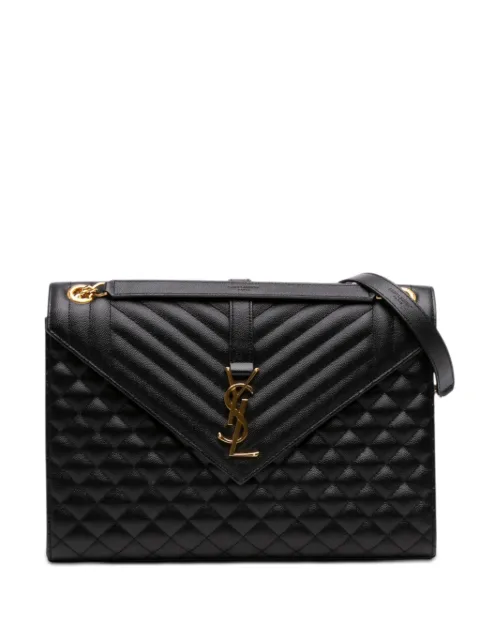 Saint Laurent Pre-Owned 2018 Medium Grain De Poudre Triquilt Monogram Envelope Bag shoulder bag Black W87EAF8NCUYP3MFR