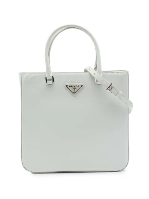 Prada Pre-Owned 2013-2026 Medium Spazzolato Leather satchel White WEDT8M2EKGQ5XLK0
