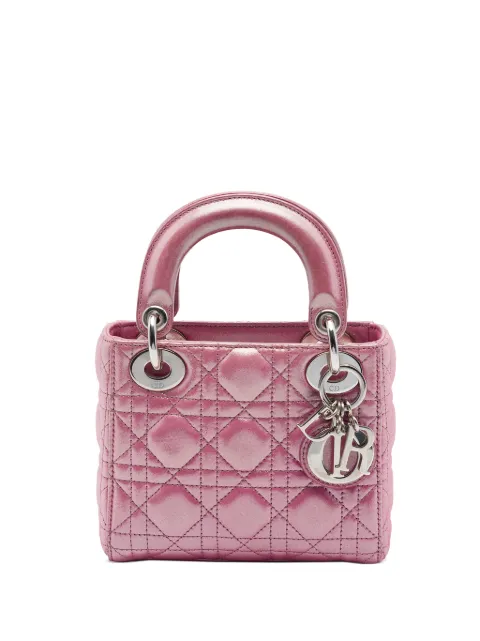 Christian Dior Pre-Owned 2016 Mini Iridescent Lambskin Cannage Lady Dior satchel Pink VKVTIFRMZKZTRBSP