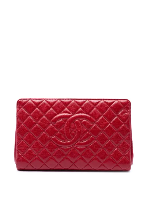 CHANEL Pre-Owned 2012 CC Quilted Caviar Frame clutch bag Red HRHD67UWN7VFHPVC