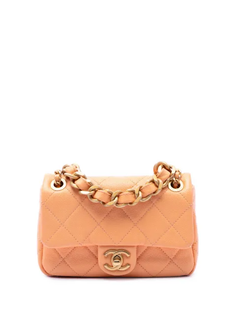 CHANEL Pre-Owned 2021-2026 Mini CC Quilted Caviar Single Flap crossbody bag Orange SLDIST2UFO8Z81K2