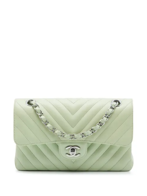CHANEL Pre-Owned 2021-2026 Small Classic Chevron Lambskin Double Flap shoulder bag Green GSLFI1GR1A4KWP44