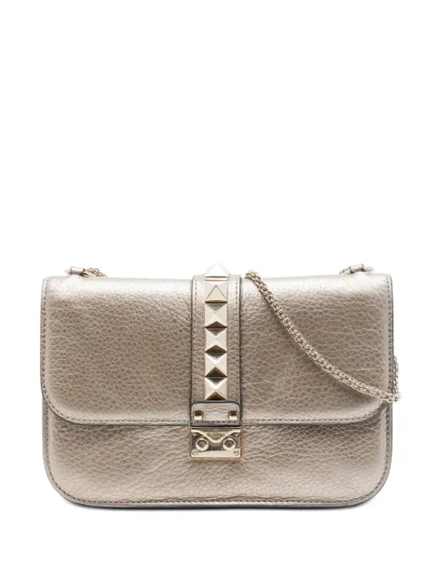 Valentino Garavani Pre-Owned 2018-2026 Medium Metallic Leather Rockstud Glam Lock crossbody bag Gold S0MUC79TMAZSZJNX