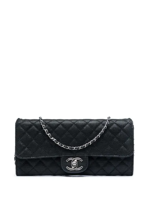 CHANEL Pre-Owned 2010-2011 CC Quilted Iridescent Fabric East West Flap shoulder bag Black FIY5HIJCICCPFI8F