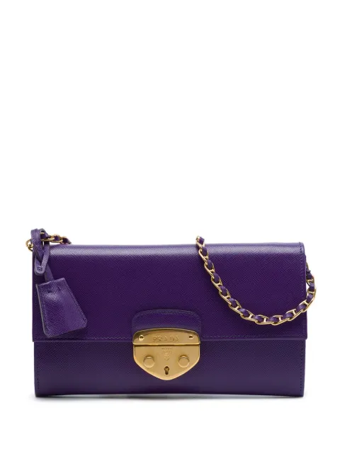 Prada Pre-Owned 2010-2026 Saffiano Sound Lock Wallet on Chain crossbody bag Purple EZ21OGN2WDVQUHSD