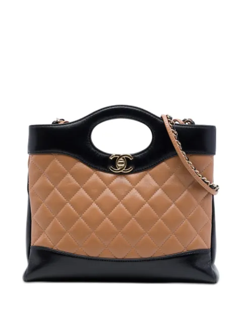 CHANEL Pre-Owned 2021-2026 Mini Bicolor Quilted Lambskin 31 Shopping Bag satchel Black Q7EHZOGDNKQDV4X6