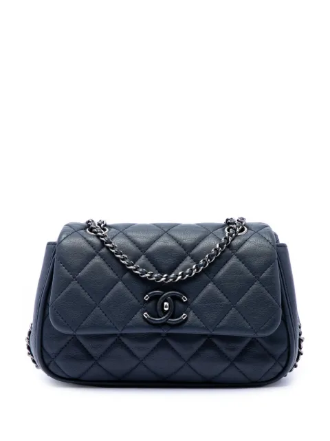 CHANEL Pre-Owned 2016-2017 Quilted Calfskin Frame in Chain Flap shoulder bag Blue EE5HCME9OQ8ULTXJ
