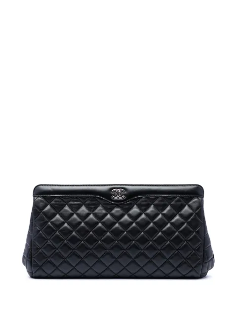 CHANEL Pre-Owned 2015-2016 CC Quilted Lambskin Frame clutch bag Black Q52UTX0UCNRRGVRP