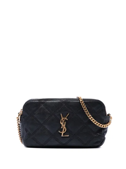 Saint Laurent Pre-Owned 2020 Mini Quilted Lambskin Becky Double Zip crossbody bag Black DBJ8LN9Y5RZS78A4