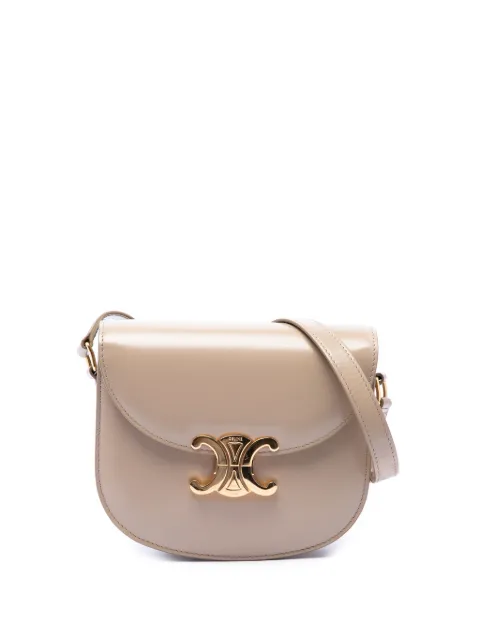 Celine Pre-Owned 2022 Teen Shiny Calfskin Triomphe Besace Clea crossbody bag Neutrals OYMDPPB9HQZG33D5