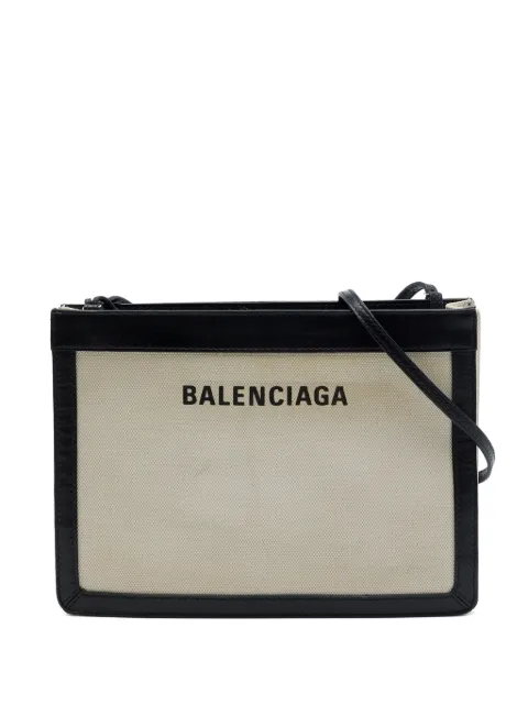 Balenciaga Pre-Owned 2018 Canvas Navy Pochette crossbody bag Brown AWNA3ZYQRW0TZN8N
