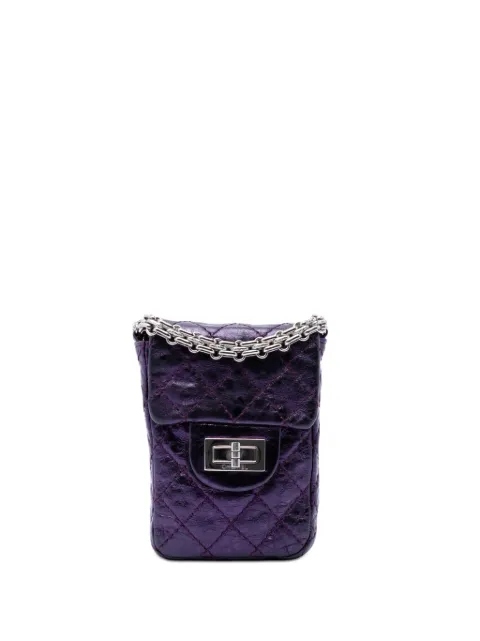 CHANEL Pre-Owned 2008-2009 Quilted Metallic Aged Calfskin Reissue 2.55 Holder phone case Purple 8NMS7HUV42NKXRRC