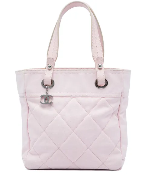 CHANEL Pre-Owned 2008-2009 Small Quilted Canvas Paris Biarritz tote bag Pink ZVGFYB377JXX815N