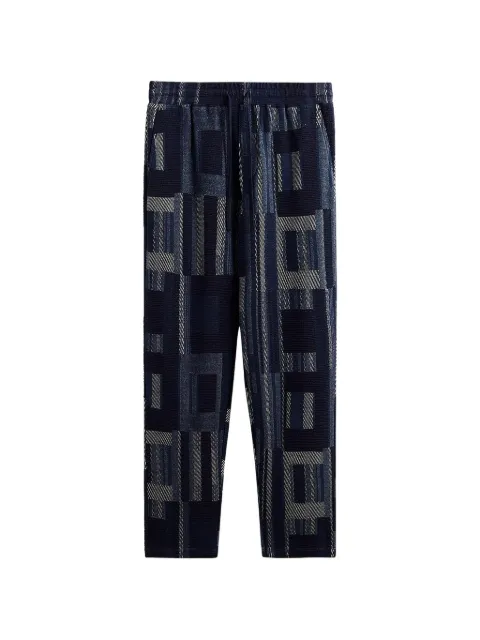 KITH Elmhurst geometric-knit track pants Blue KHM060535