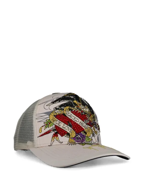 Ed Hardy rhinestone-embellished eagle-print hat Neutrals EHH000137RS