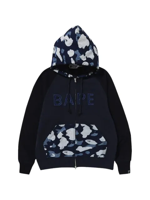 A BATHING APE® x Sashiko Camo Relaxed full-zip hoodie Blue BAPE071