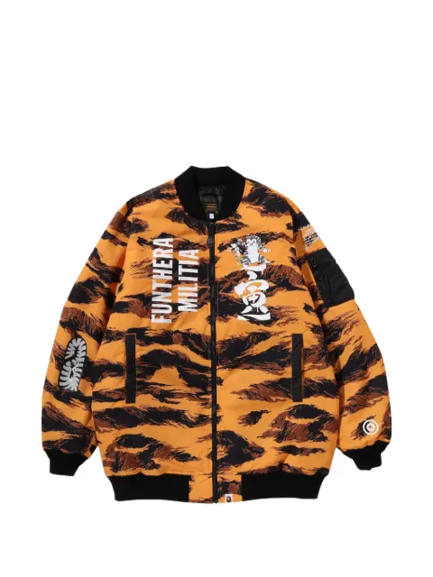 A BATHING APE® Tiger Camo Long MA-1 bomber jacket Orange 001HJI701001
