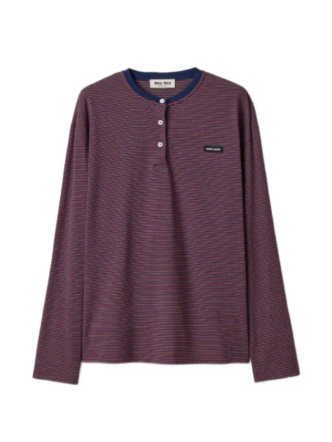 Miu Miu striped jersey T-shirt Red MJLA72SOOO14RT