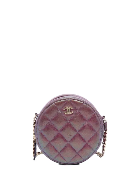 CHANEL Pre-Owned 2020 Quilted Iridescent Lambskin Round Clutch With Chain crossbody bag Purple KU7IZLA01U5B0QCI