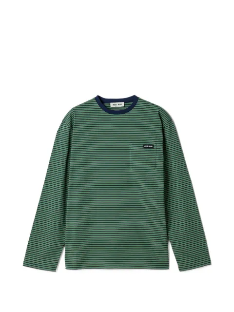 Miu Miu striped jersey T-shirt Green MJL014SOOO14RT
