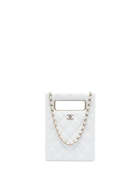CHANEL Pre-Owned 2021-2026 Mini Quilted Caviar Cut Out Evening Tote satchel White 7GV1LX2EKGFCHQOL
