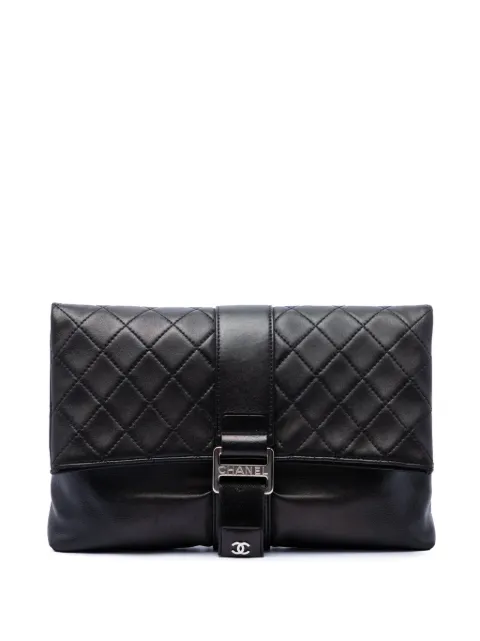 CHANEL Pre-Owned 2017-2018 Quilted Lambskin Grip clutch bag Black YPAWQJNN8E93FUIG