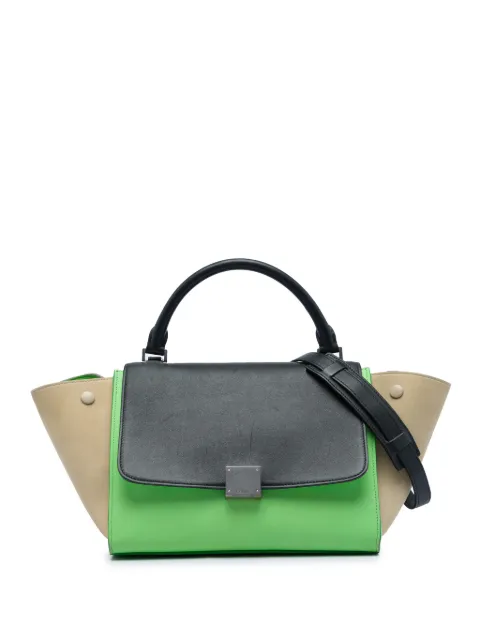 Celine Pre-Owned 2016 Small Tricolor Leather Trapeze satchel Green K566Y18TZ9IM8I16