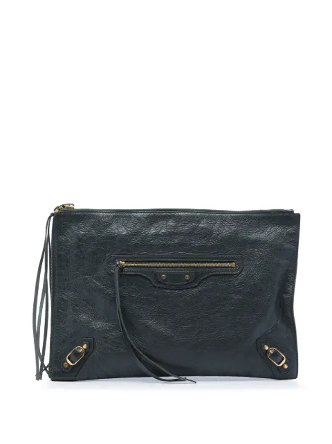 Balenciaga Pre-Owned 2018 Lambskin Motocross Classic Zip Around Flat clutch bag Grey 6K0JCU6K3O8VLXM5
