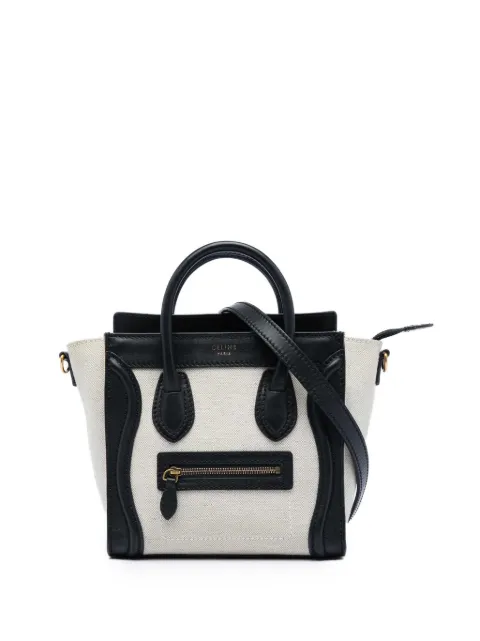 Celine Pre-Owned 2011 Nano Bicolor Canvas and Leather Luggage Tote satchel White 6GBEBUV95131YLZS