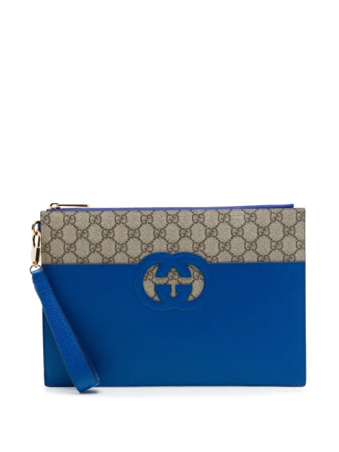 Gucci Pre-Owned 2016-2026 GG Supreme and Calfskin Cut Out Interlocking G clutch bag Neutrals 5Q88YFNU7GAIHI2O