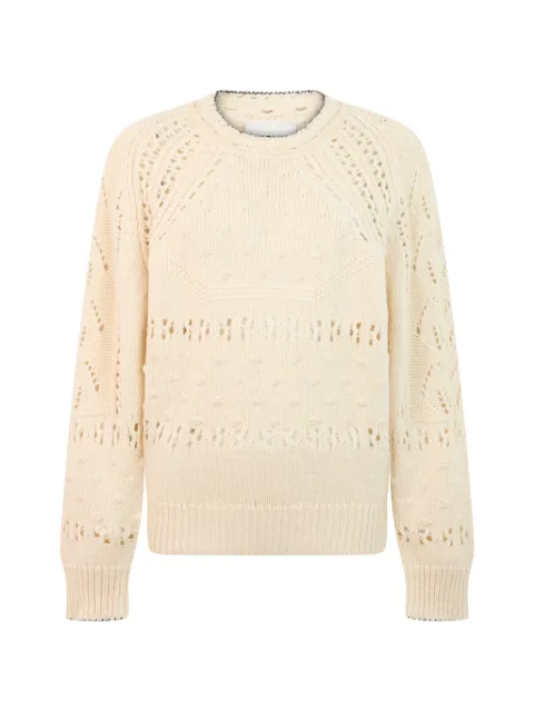 MARANT ÉTOILE pointelle-knit bobble-detail sweater Neutrals 26APU0938FAD3L02E