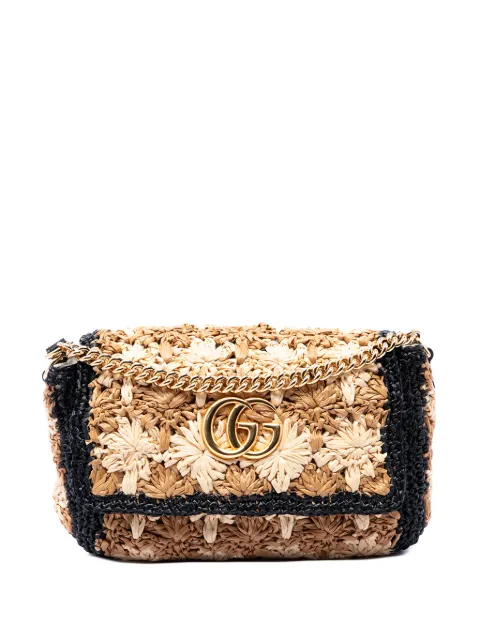 Gucci Pre-Owned 2016-2026 Small GG Marmont Raffia crossbody bag Neutrals 42KWI28MJ74F67ZV