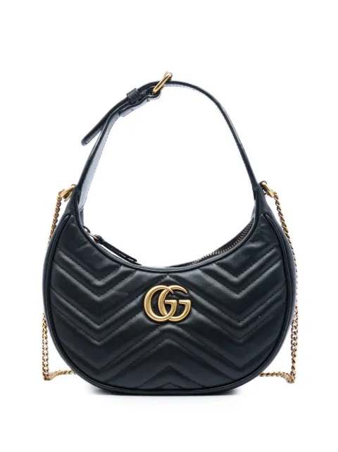 Gucci Pre-Owned 2016-2026 Mini GG Marmont Matelasse Calfskin Half Moon Bag satchel Black I06ZL7WV54OUFC9L