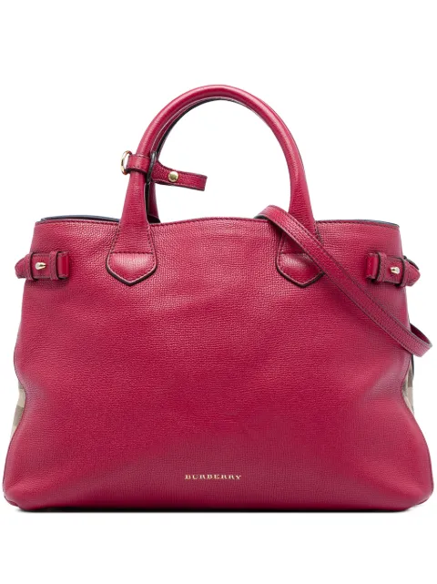 Burberry Pre-Owned 2000-2017 Medium Leather and House Check Canvas Banner satchel Red I2VGCUN4J6HUDV4U