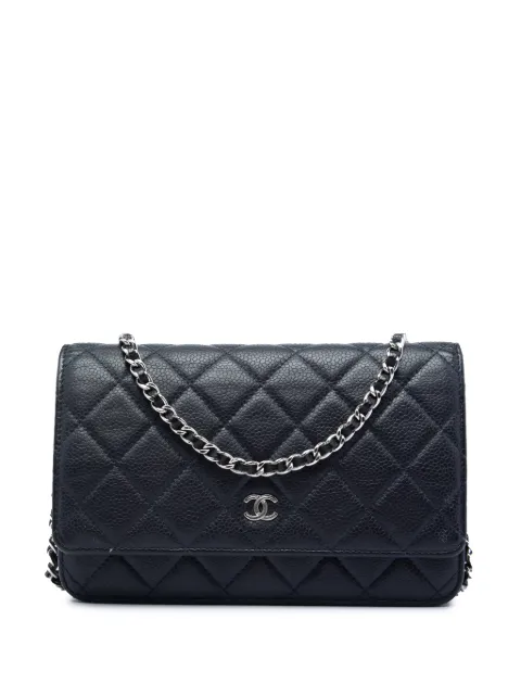 CHANEL Pre-Owned 2013-2014 CC Quilted Caviar Wallet on Chain crossbody bag Black 3QEAOBKZGYOT7Z7B