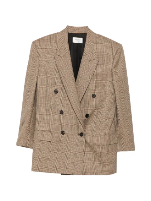 Saint Laurent check-pattern double-breasted blazer Brown 871065Y3L61
