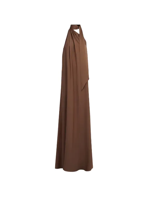 Taller Marmo halterneck tie-fastening dress Brown TMPF2620
