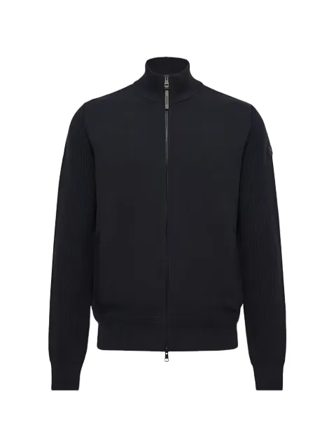 Moncler wool & cashmere zip-up cardigan Blue L20919B00013M4281