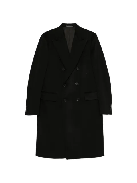 Caruso double-breasted peaked-lapel coat Black 508759ASM562F
