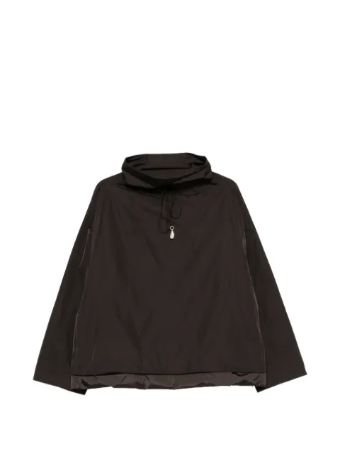 Carven pearl-pendant funnel-neck raincoat Brown 6251K21012