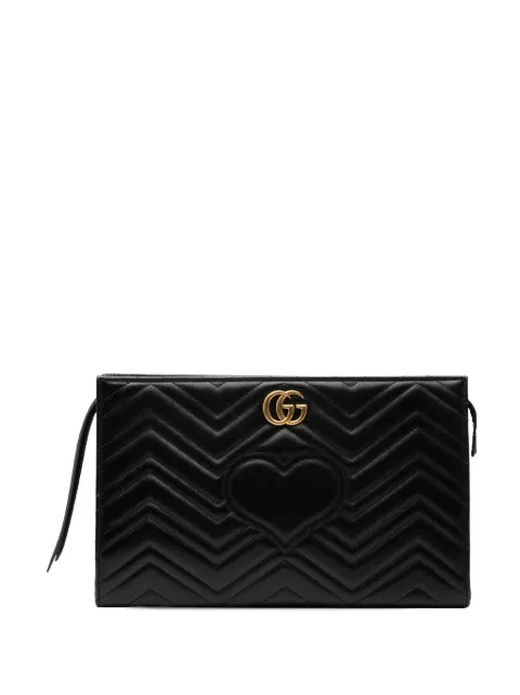 Gucci Pre-Owned 2016-2026 GG Marmont Heart Matelasse Calfskin clutch bag Black IHQV5K7VQOR5BBOL