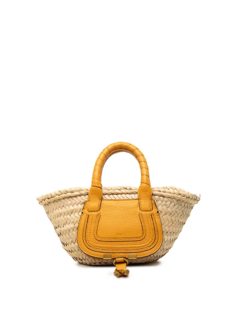 Chloé Pre-Owned 2022 Mini Raffia Marcie Basket Satchel handbag Yellow HQHIJ6JQ93H9845M