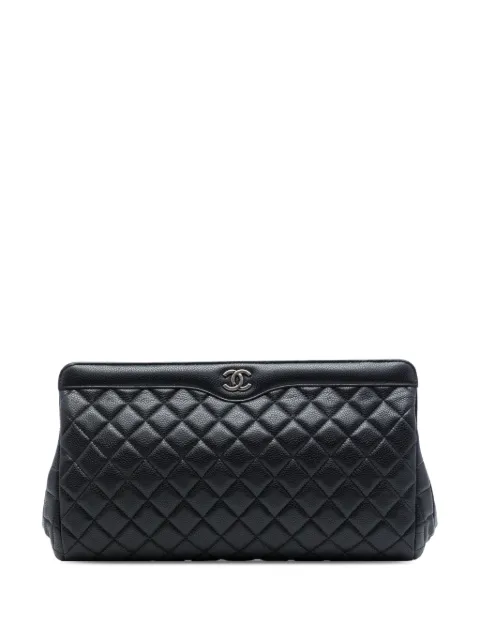CHANEL Pre-Owned 2015-2016 Large CC Quilted Caviar Frame clutch bag Black TASIH9G6TDWNDYVS