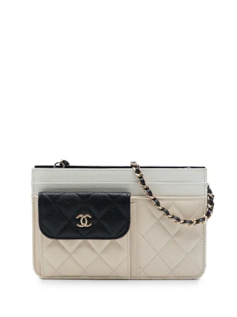 CHANEL Pre-Owned 2019 CC Tricolor Quilted Goatskin Multi Pocket Wallet On Chain crossbody bag Brown HBEJV0DK22LT7EWZ