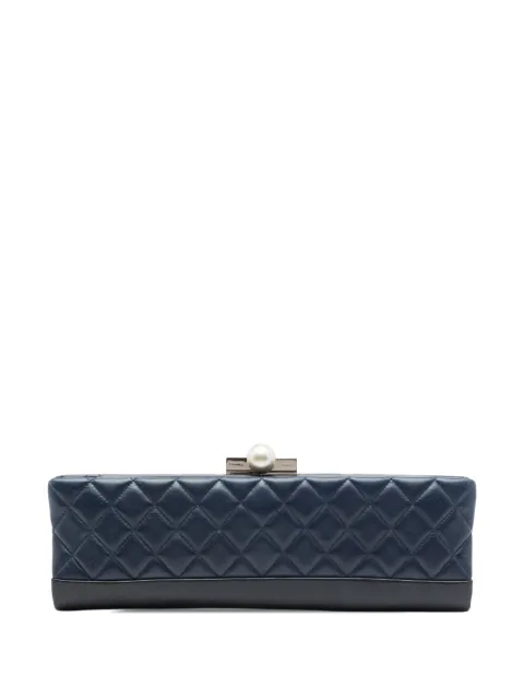 CHANEL Pre-Owned 2014 CC Quilted Lambskin Pearl Evening Baguette clutch bag Blue SIP4FWYOUK2FJP9V