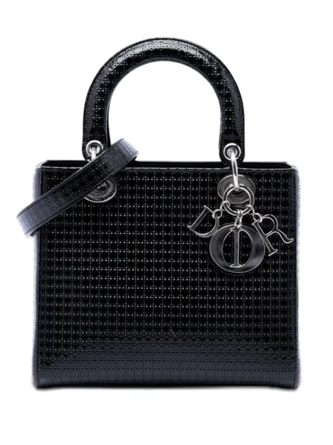 Christian Dior Pre-Owned 2016 Medium Metallic Patent Microcannage Lady Dior satchel Black Q6PGQWPU5ASOIFC2