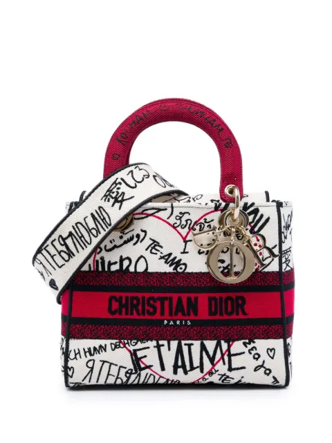 Christian Dior Pre-Owned 2020 DiorAmour Medium Embroidered Canvas Graffiti Lady D Lite satchel White DDTQZOK0OQ5RNSF5