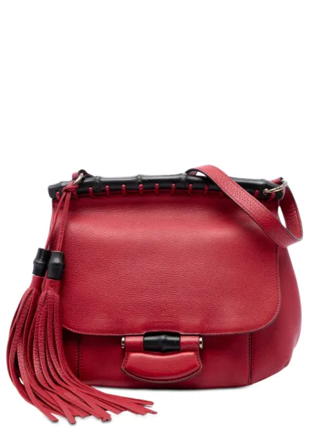 Gucci Pre-Owned 2016-2026 Medium Leather Bamboo Nouveau Fringe crossbody bag Red NXB0CVDE08ER1MXA