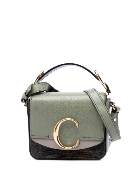 Chloé Pre-Owned 2019 Mini Tricolor Croc Embossed Calfskin C satchel Green M2ZVIU881XZ2QEK5